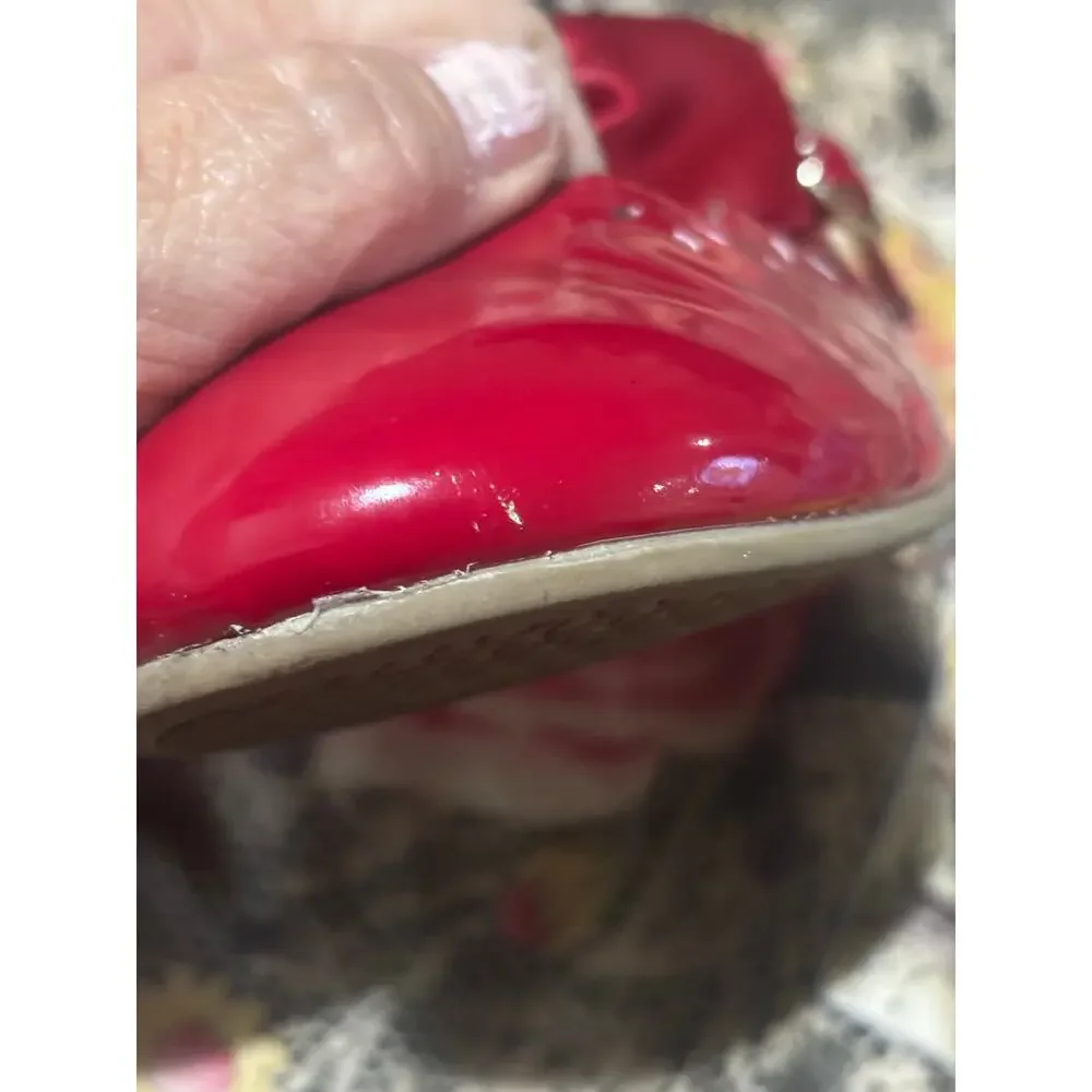 Gymboree 1 red patent like Mary Jane’s red satin bow still life left super cute